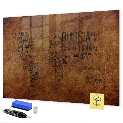 Magnetic dry erase board A world map with personal memories