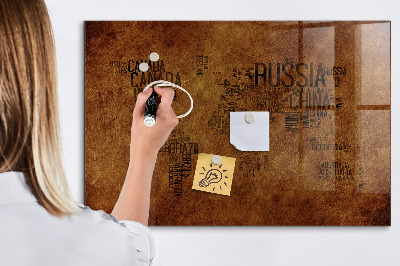 Magnetic dry erase board A world map with personal memories