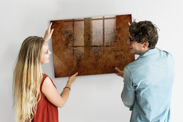 Magnetic dry erase board A world map with personal memories