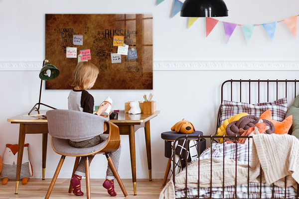 Magnetic dry erase board A world map with personal memories
