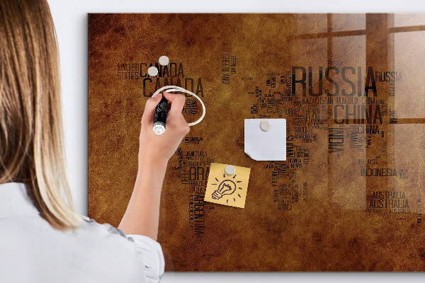 Magnetic dry erase board A world map with personal memories