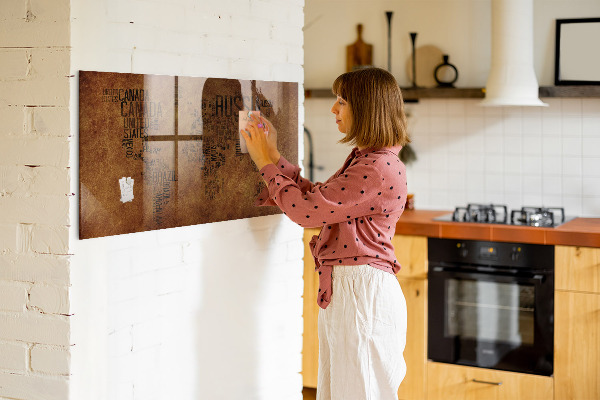 Magnetic dry erase board A world map with personal memories