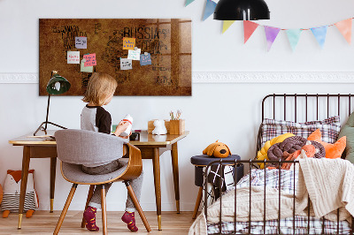 Magnetic dry erase board A world map with personal memories