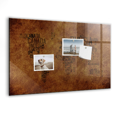 Magnetic dry erase board A world map with personal memories
