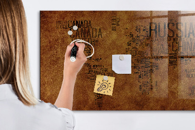 Magnetic dry erase board A world map with personal memories