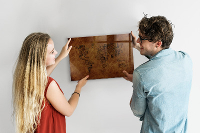 Magnetic dry erase board A world map with personal memories