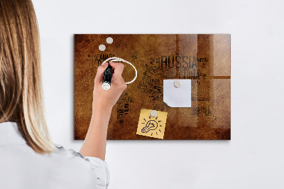 Magnetic dry erase board A world map with personal memories