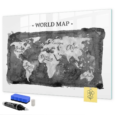 Dry erase board magnetic World map with photo locations