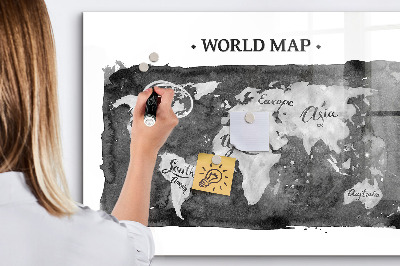 Dry erase board magnetic World map with photo locations