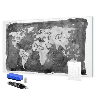Dry erase board magnetic World map with photo locations