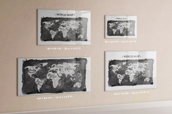 Dry erase board magnetic World map with photo locations