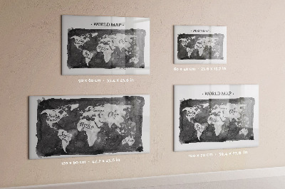 Dry erase board magnetic World map with photo locations