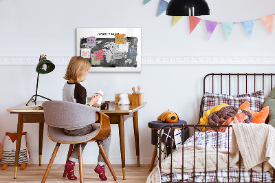 Dry erase board magnetic World map with photo locations
