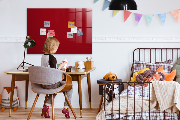 Magnetic dry erase board Red board for notes and photos