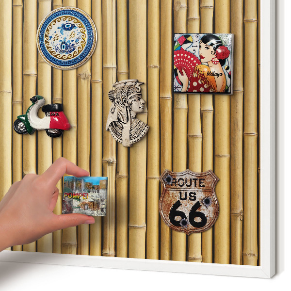 Decorative magnet board with a white frame Bamboo pattern
