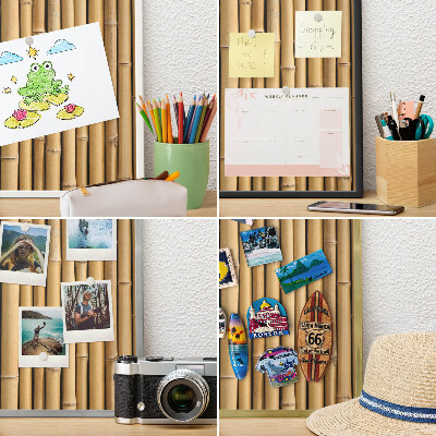 Decorative magnet board with a white frame Bamboo pattern