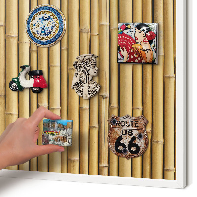 Decorative magnet board with a white frame Bamboo pattern