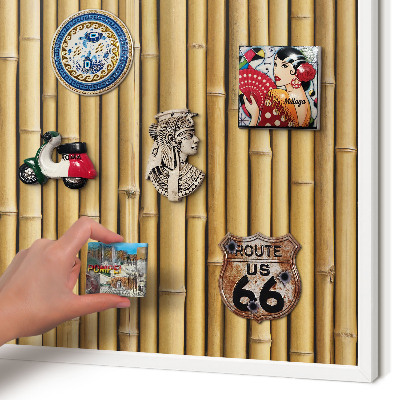 Decorative magnet board with a white frame Bamboo pattern