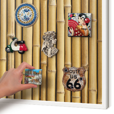 Decorative magnet board with a white frame Bamboo pattern