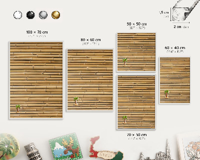 Decorative magnet board with a white frame Bamboo pattern