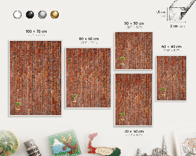 Magnetic board for travel magnets in a white frame Brick motif