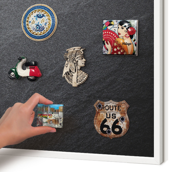 Decorative magnet board with a white frame Gray texture
