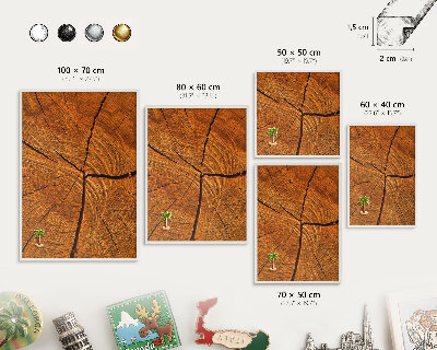 Magnetic board for travel magnets in a white frame Wood grain