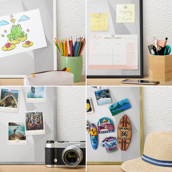 Decorative magnet board with a white frame White geometry