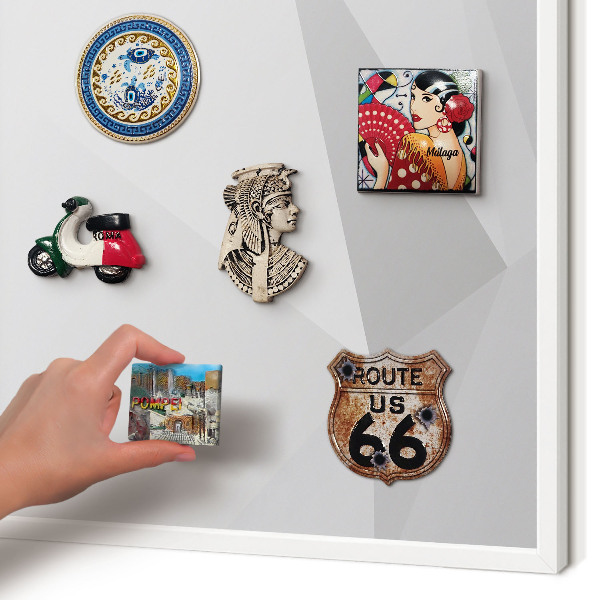 Decorative magnet board with a white frame White geometry