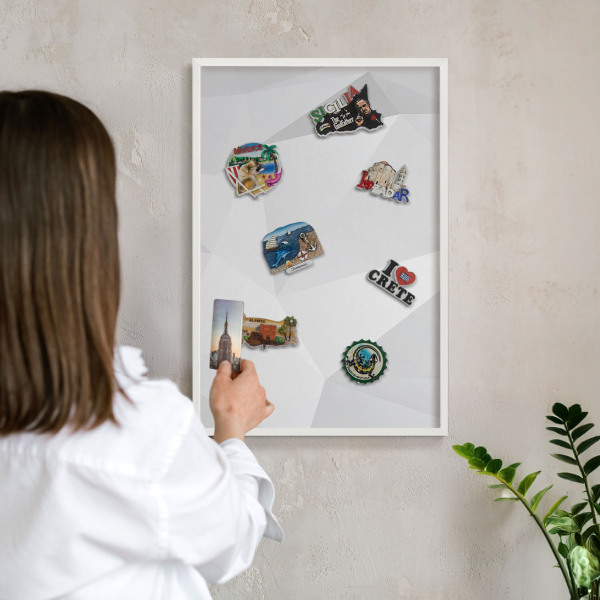 Decorative magnet board with a white frame White geometry