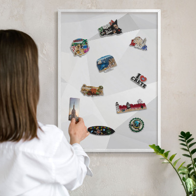 Decorative magnet board with a white frame White geometry