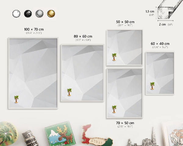 Decorative magnet board with a white frame White geometry