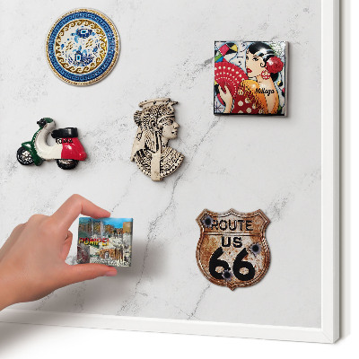 Decorative magnet board with a white frame Marble pattern