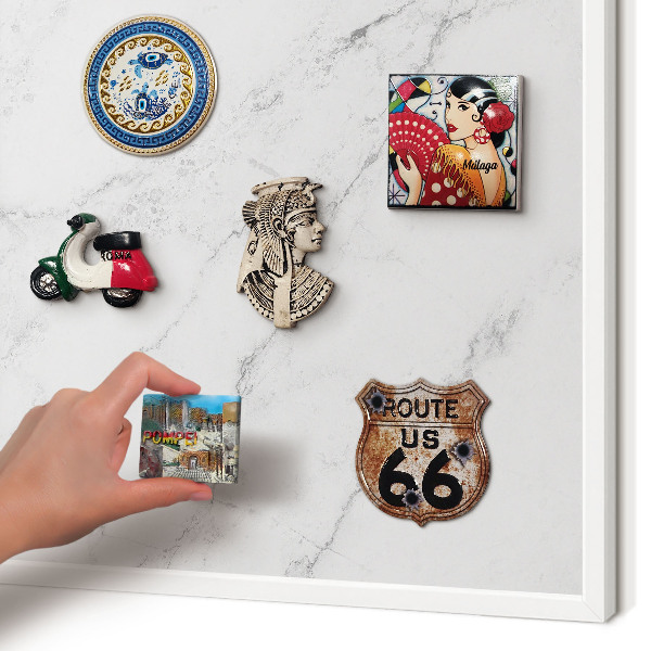 Decorative magnet board with a white frame Marble pattern