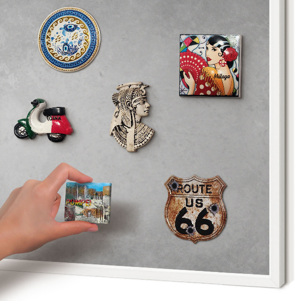 Magnetic board for travel magnets in a white frame Silver fog