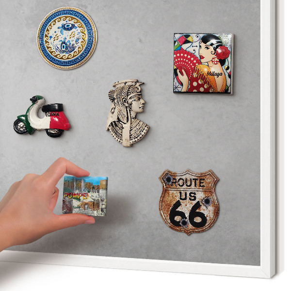 Magnetic board for travel magnets in a white frame Silver fog