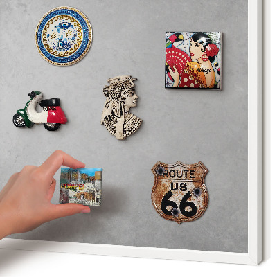 Magnetic board for travel magnets in a white frame Silver fog