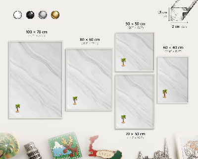 Magnetic board for travel magnets in a white frame Subtle marble