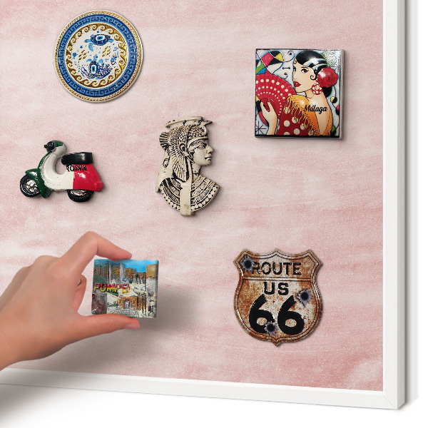 Decorative magnet board with a white frame Pink texture