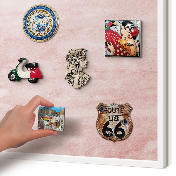Decorative magnet board with a white frame Pink texture
