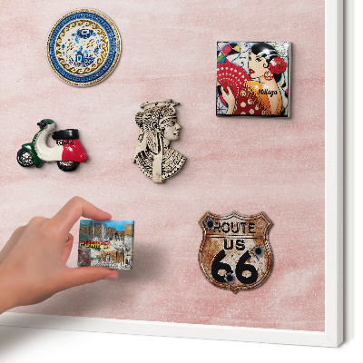 Decorative magnet board with a white frame Pink texture
