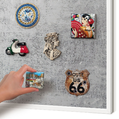 Magnetic board for travel magnets in a white frame Gray surface