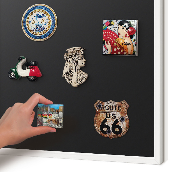 Decorative magnet board with a white frame Black