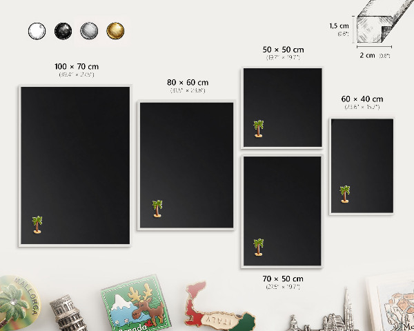 Decorative magnet board with a white frame Black