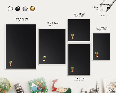 Decorative magnet board with a white frame Black
