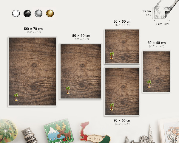 Decorative magnet board with a white frame Wooden texture