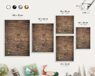 Decorative magnet board with a white frame Wooden texture