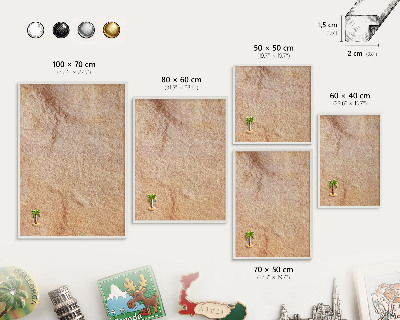 Magnetic board for travel magnets in a white frame Stone texture