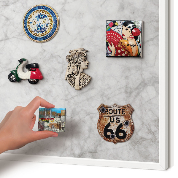 Decorative magnet board with a white frame Gray marble