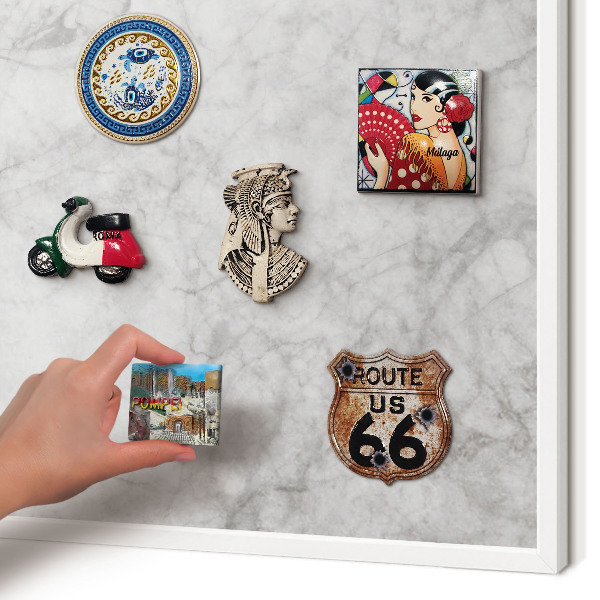 Decorative magnet board with a white frame Gray marble